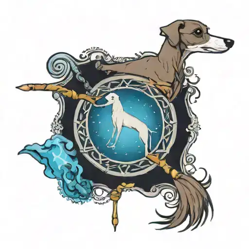 elder wand from Harry potter patronus charm Italian greyhound  tattoo design idea