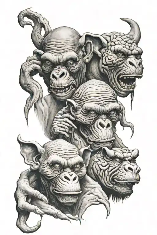 see no evil speak no evil tattoo design idea