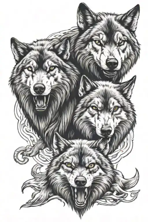 see no evil speak no evil hear no evil wolf tattoo design idea