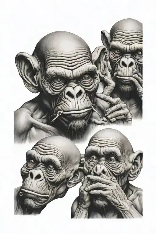 see no evil speak no evil tattoo design idea