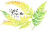 fern leaves that are on fire flames with the quote "but even if he doesn't" in black script font  tattoo design idea