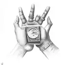 devil hands holding a rolex sourounded by money tattoo design idea