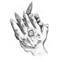 devil hands holding a rolex sourounded by money tattoo design idea