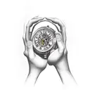 devil hands holding a rolex sourounded by money tattoo design idea