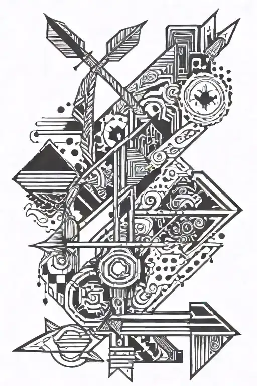 arrows dots Left side tattoo design idea