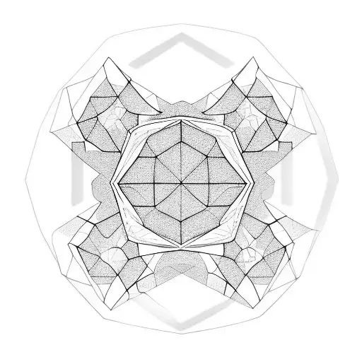 hexagonal shapes of various sizes and other graphic elements tattoo design idea