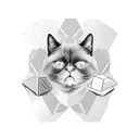 hexagons containing a button, bandana, grumpy cat, chocolate lab, and cartoon cat in each tattoo design idea