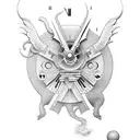 apollo god with clock tattoo design idea