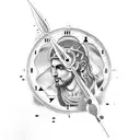 apollo god with clock tattoo design idea