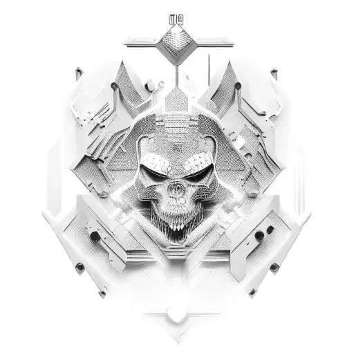 tattoo containing elements of 3D printing, car parts and LEDs tattoo design idea