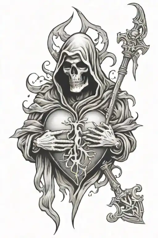 Reaper sacred heart  tattoo design idea