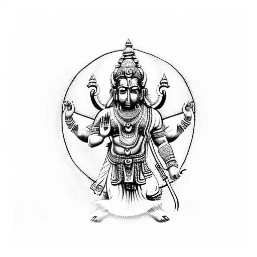Hindu God ram with Hanuman  tattoo design idea