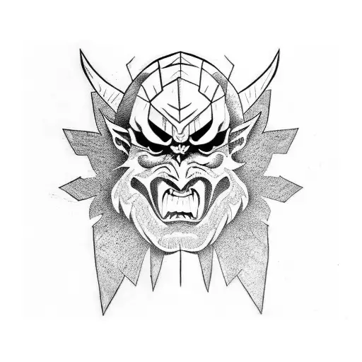 old demonic Samurai  tattoo design idea