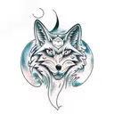 Full moon, Fire Wolf tattoo design idea