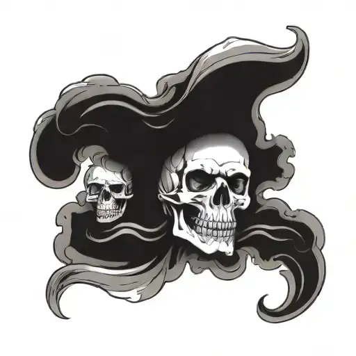 A skull representing death and turbulence with a divine light shining through, symbolizing faith and peace tattoo design idea