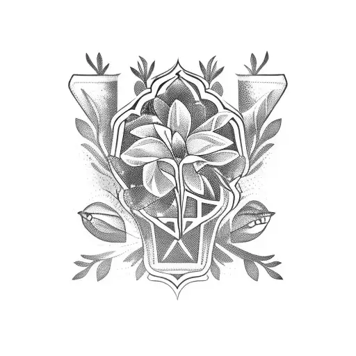 plants and flowers with canary islands tattoo design idea
