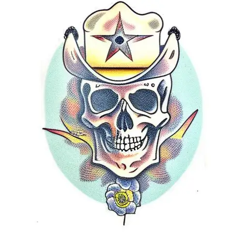 cowboy skeleton tattoo design idea
