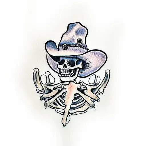 cowboy skeleton tattoo design idea