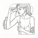 drunk girl holding bottle tattoo design idea