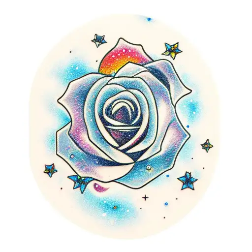 Beautiful galaxy Tattoo. Galaxy combined with the flowers symbolizes  romance and lov… | Tatuagem de lobo no braço, Tatuagens coloridas de rosas,  Tatuagem de galáxia