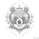 Galaxy bear rose  tattoo design idea