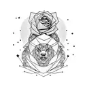 Galaxy bear rose  tattoo design idea
