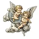 cherubs in clouds tattoo design idea