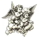 cherubs in clouds tattoo design idea