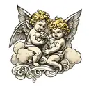 cherubs in clouds tattoo design idea