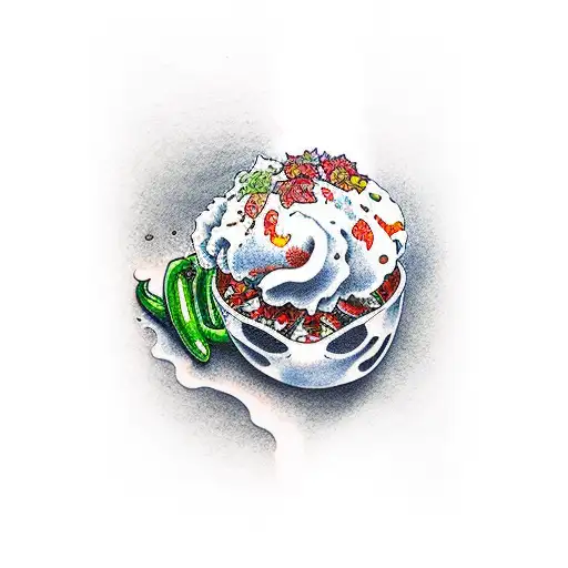 chillis and ice cream tattoo design idea