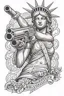 sexy statue of liberty with gun in hand tattoo design idea