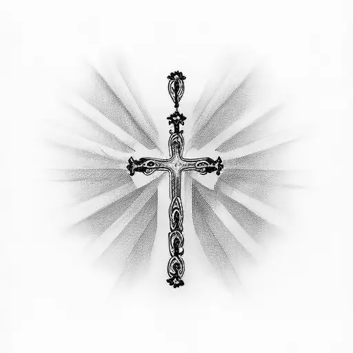 cross and ribbon tattoo design idea
