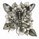 dragonfly and hydrangea flower tattoo design idea