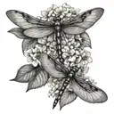 dragonfly and hydrangea flower tattoo design idea