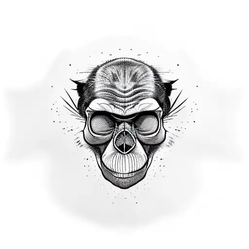 skull chimpanzee tattoo design idea