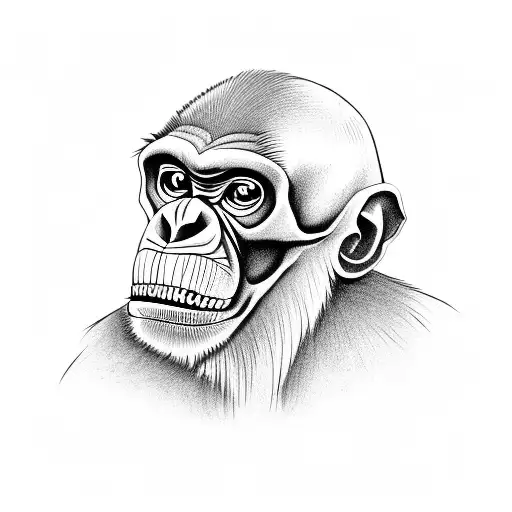 skull chimpanzee tattoo design idea