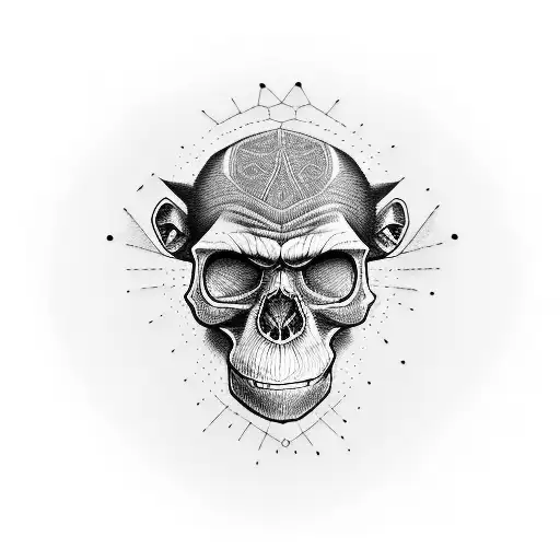 skull chimpanzee tattoo design idea