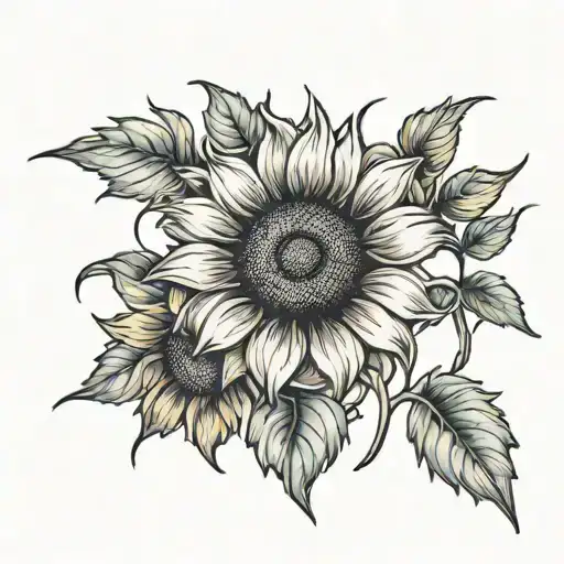 Orange Poppy And A Sunflower Under the Sun  tattoo design idea