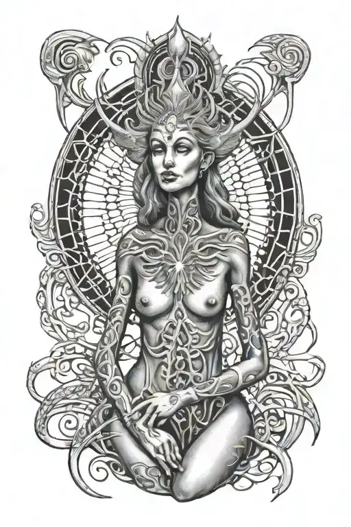 Alex grey tattoo featuring dark twisted nude goddess  tattoo design idea