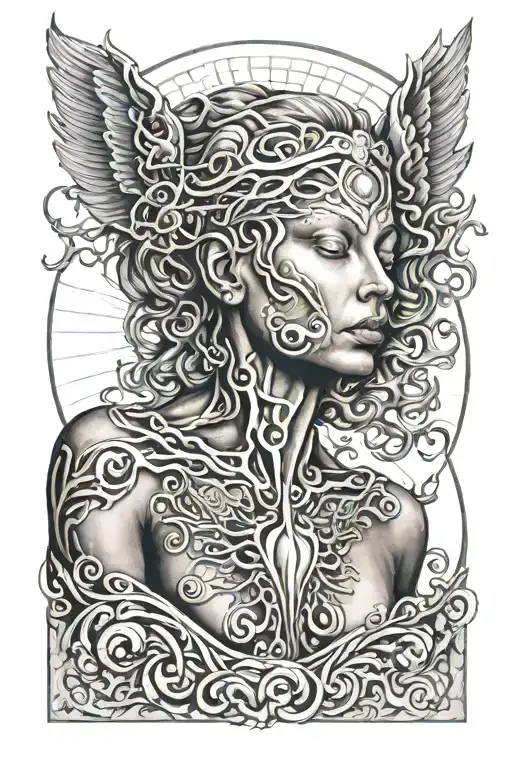 Alex grey tattoo featuring a whimsical nude goddess  tattoo design idea