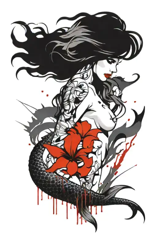 full nude mermaid tattoo design idea