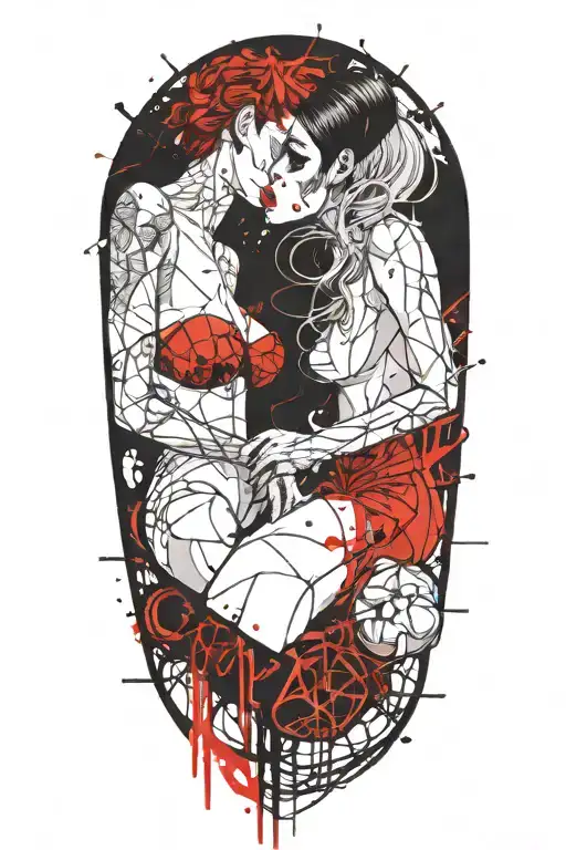 nude goth cyborg lesbians licking tattoo design idea