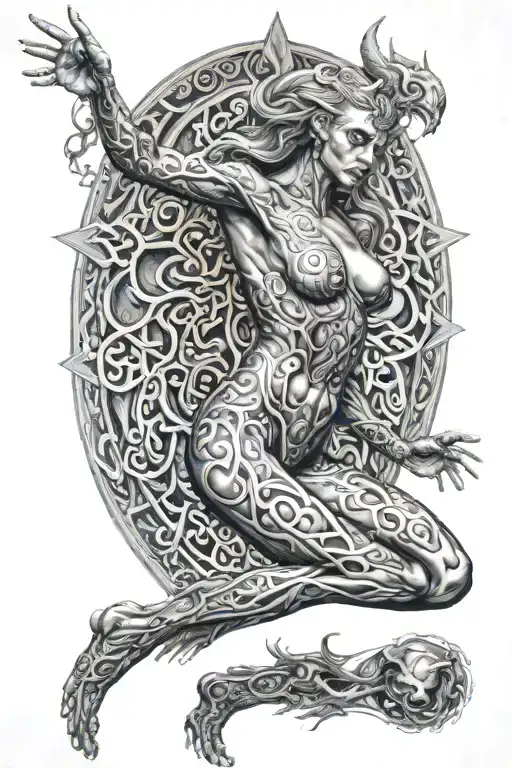 Alex grey tattoo featuring demonic nude goddess full body  tattoo design idea
