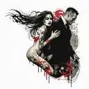 completely nude goth couple fucking tattoo design idea