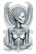 Alex grey tattoo featuring a whimsical nude goddess  tattoo design idea