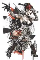 darkly alluring full nude goth girl rocking out tattoo design idea