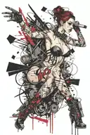 darkly alluring full nude goth girl rocking out tattoo design idea