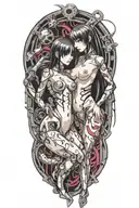 nude goth cyborg lesbians licking tattoo design idea