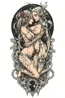 nude goth cyborg lesbians licking tattoo design idea