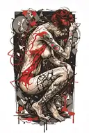 nude slave girl on her knees catching tears tattoo design idea